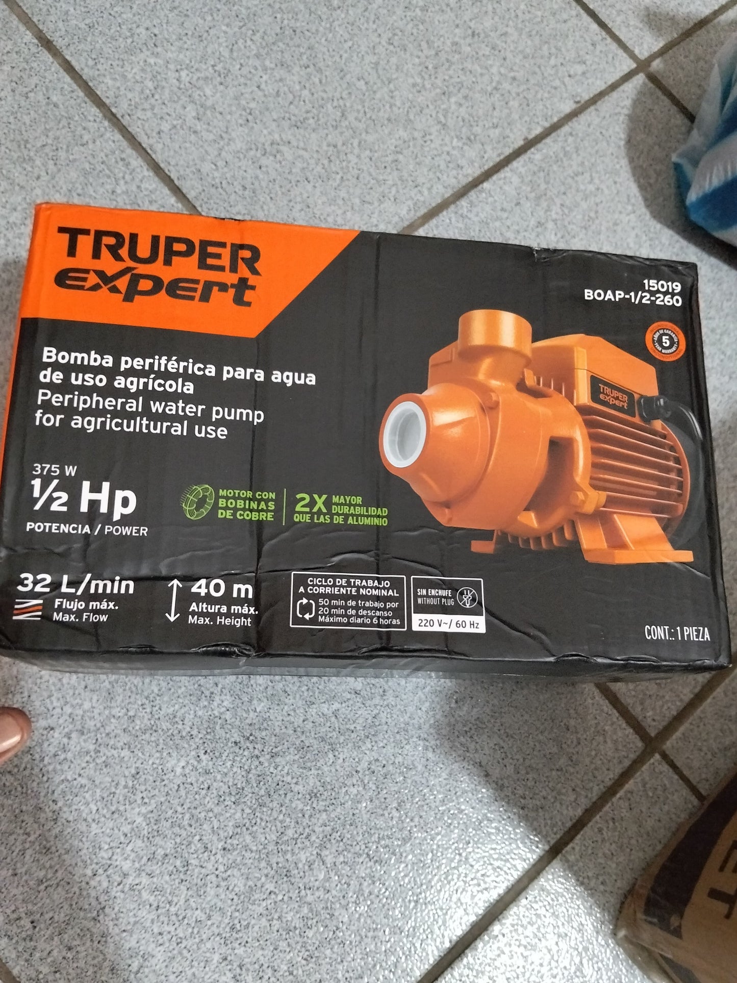 Bomba de agua 1/2 Hp Cod:1475 driver :04
