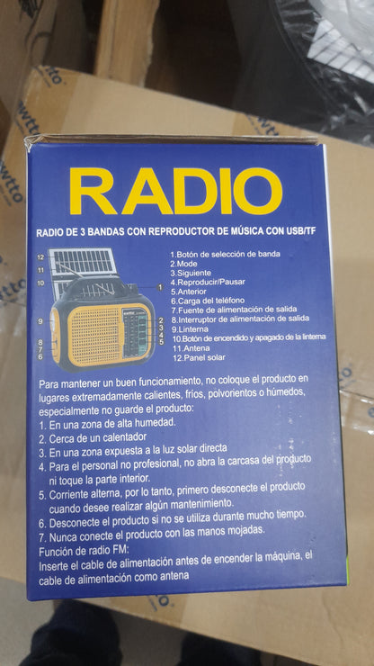 Radio Bluetooth  con panel solar y 1 foco - Cod  : 02