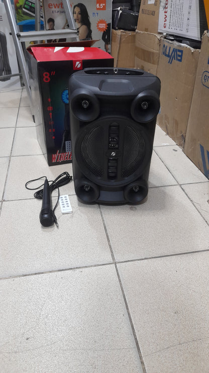 Parlante  Bluetooth 8" + Microfono + Control remoto - Cod  : 02