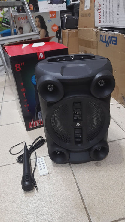 Parlante  Bluetooth 8" + Microfono + Control remoto - Cod  : 02