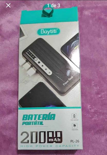 Bateria portátil 20000mah COD:3167 COD :01,02