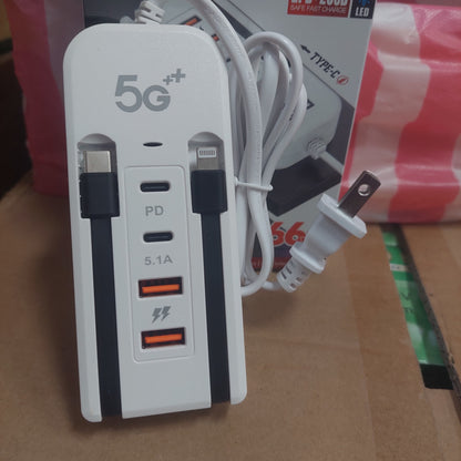 Cargador tipo C 66w  multipuertos Cod:6042 driver:01