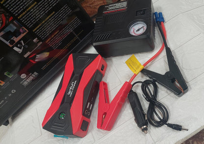 Arrancador De Bateria De Vehiculo + Inflador 2 En 1 Rojo Cod: 4401 Driver :01