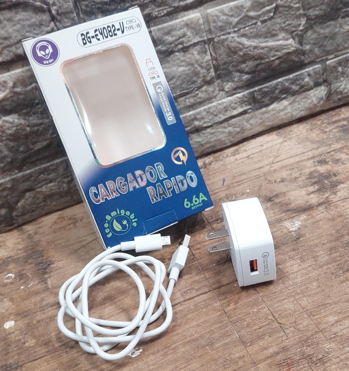 Cargador carga rapida micro V8 6.6A Cod:3179 COD:01