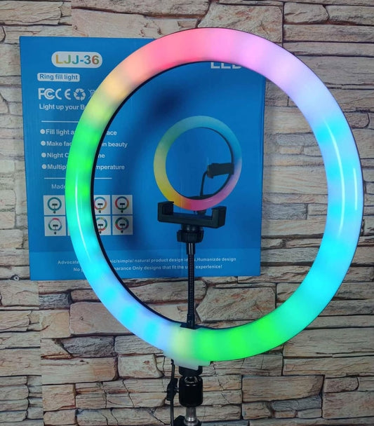 Aro led 36 cm RGB con tripode 2.10  Cod:1492 driver :01