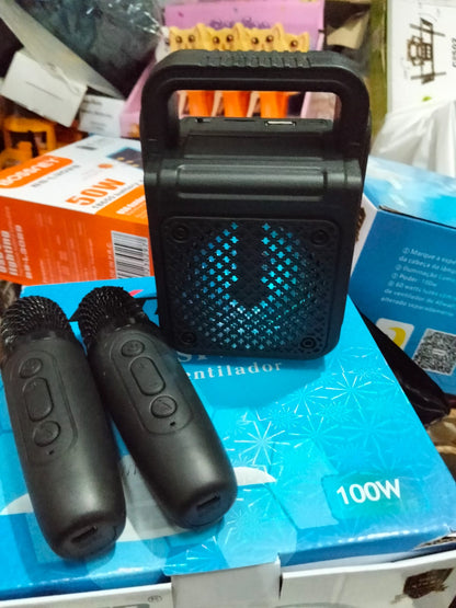 parlante Bluetooth karaoke con 2 microfonos cod:1153 driver:01