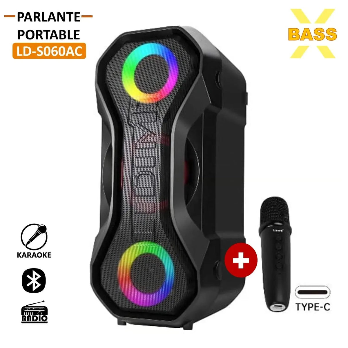 parlante Bluetooth 160W con microfono 53 cm x 25 cm Cod:3039 driver:02