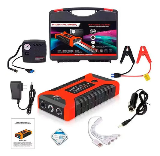 Arrancador De Bateria De Vehiculo + Inflador 2 En 1 Rojo Cod: 4401 Driver :01