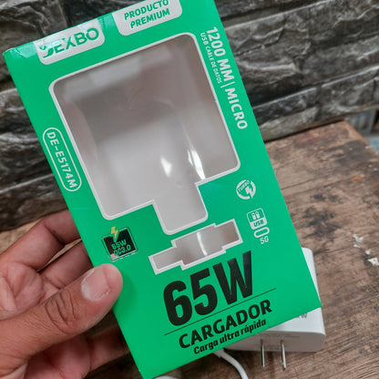 cargador carga rapida Micro V8  65W Cod:3181 COD:01