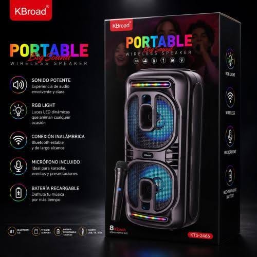 Parlante Bluetooth 8" con microfono Cod:3075 driver:02