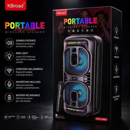 Parlante Bluetooth 8" con microfono Cod:3075 driver:02
