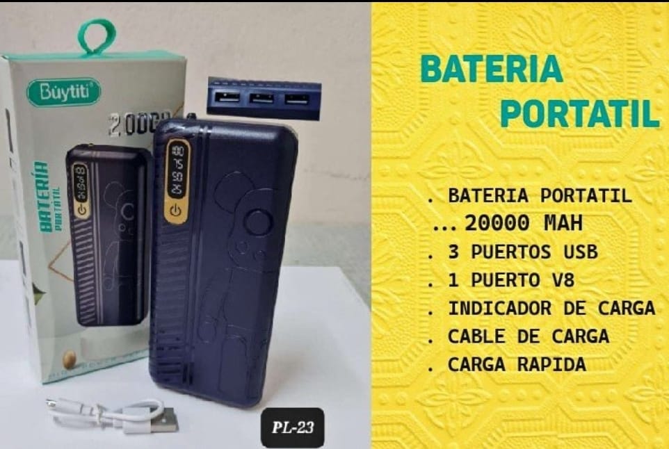 Bateria portátil 20000mah COD:3167 COD :01,02