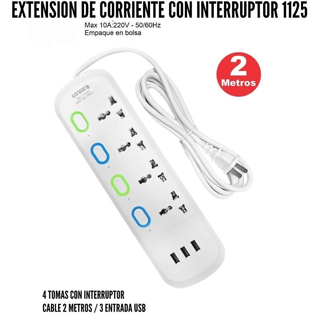 Extension electrica 4 tomas Cod:1304 driver :03