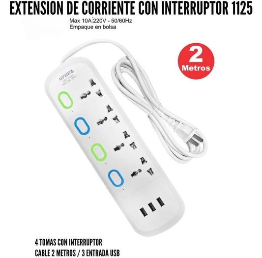 Extension electrica 4 tomas Cod:1304 driver :03