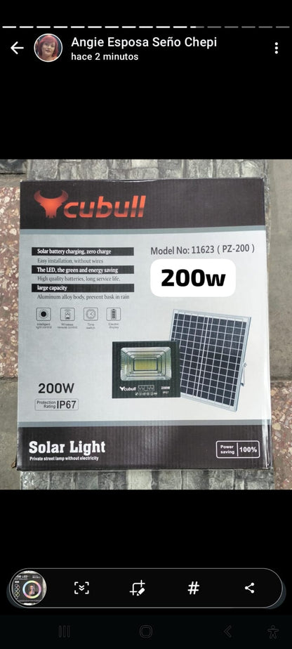 Reflector led 200W con panel  solar Cod:6056 driver :01