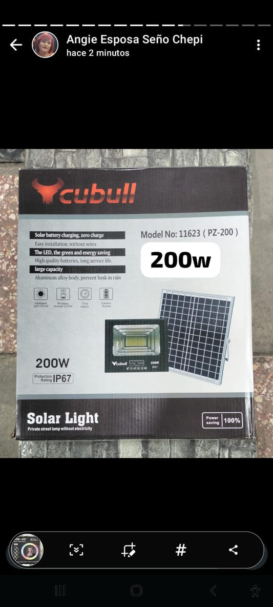 Reflector led 200W con panel  solar Cod:6056 driver :01